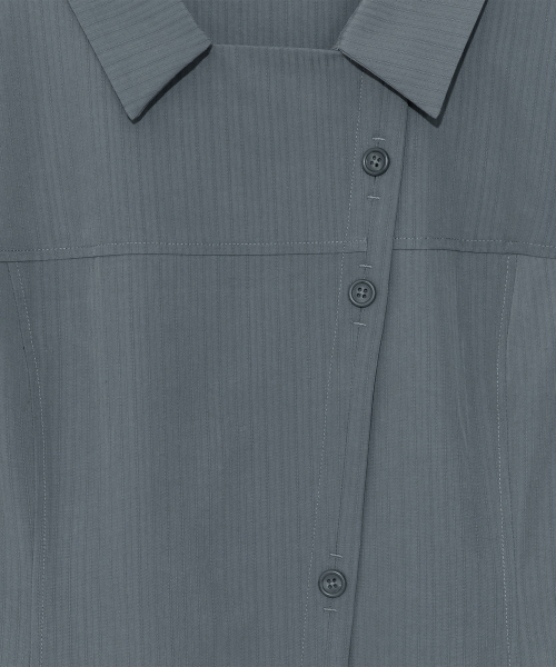 TCM 3-button stripe half shirt (dusty blue)