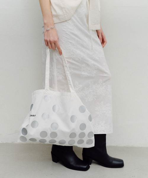 SILVER DOT ECO BAG - WHITE