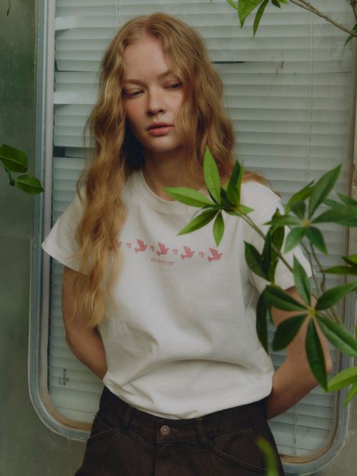 Bird Graphic Short Sleeved Slim T-Shirt MU2633TS202M