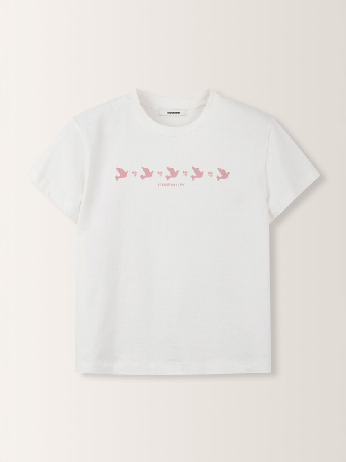 Bird Graphic Short Sleeved Slim T-Shirt MU2633TS202M