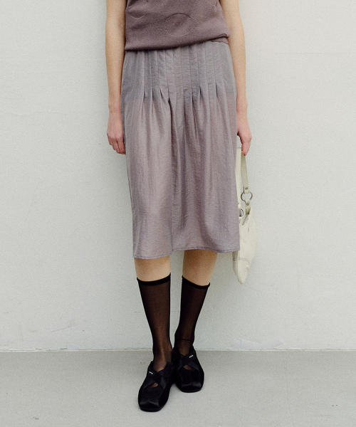 SHEER TENCEL MIDI SKIRT - GREY