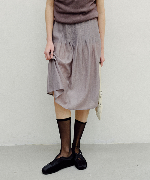 SHEER TENCEL MIDI SKIRT - GREY