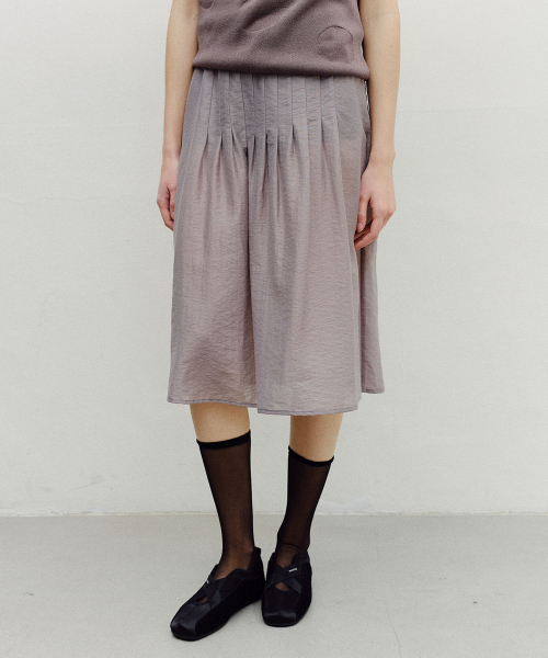 SHEER TENCEL MIDI SKIRT - GREY