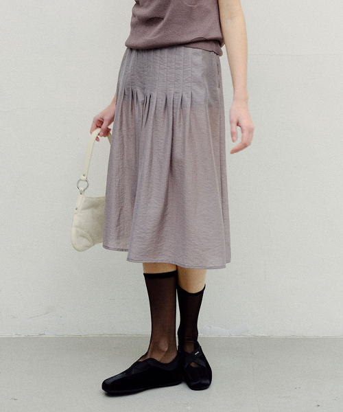 SHEER TENCEL MIDI SKIRT - GREY