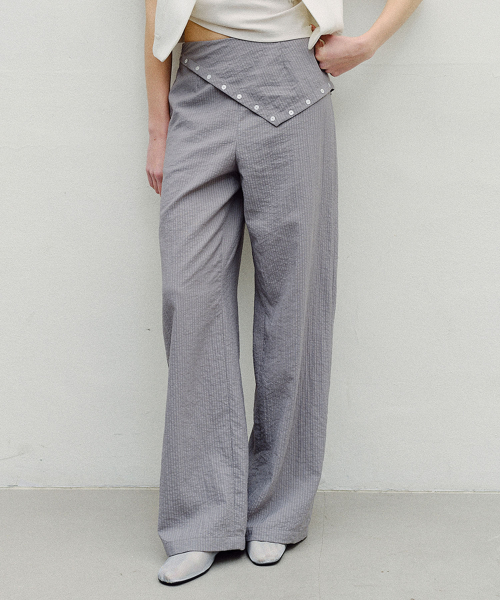 SCARF LAYERED PANTS - GREY