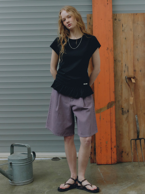 Frill Short Sleeved Slim T-Shirt MU2633TS304M