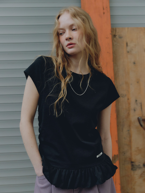 Frill Short Sleeved Slim T-Shirt MU2633TS304M