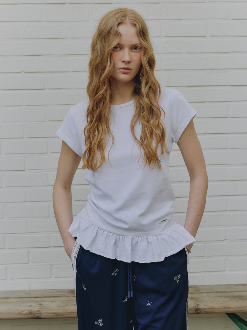 Frill Short Sleeved Slim T-Shirt MU2633TS304M