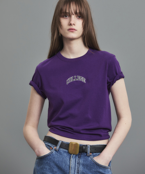 COLLEGE CROPPED T-SHIRT PURPLE