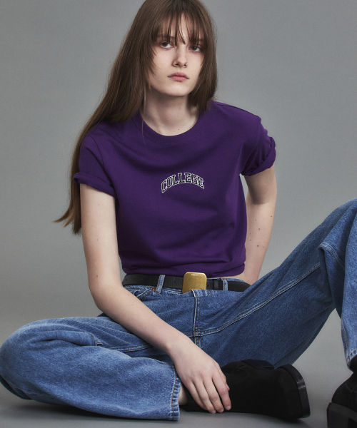 COLLEGE CROPPED T-SHIRT PURPLE