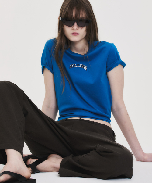 COLLEGE CROPPED T-SHIRT BLUE