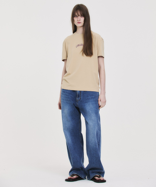 COLLEGE LOGO T-SHIRT BEIGE