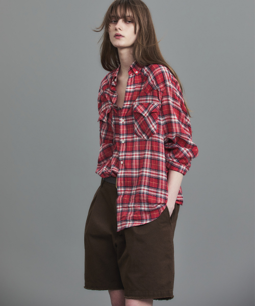 SOFT SHEER CHECK SHIRT RED