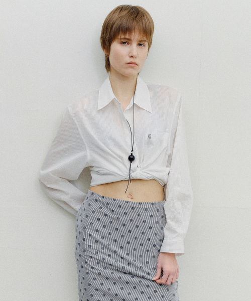 STRIPE SHEER TENCEL SHIRT - WHITE