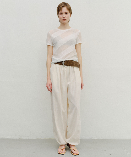 SHEER DIAGONAL STRIPE KNIT - CREAM