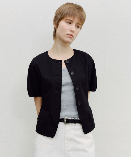 PUFF SLEEVE BLOUSE JACKET - BLACK