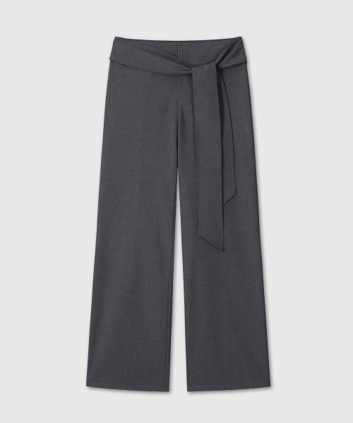 WRAP WIDE TIE PANTS (CHARCOAL)
