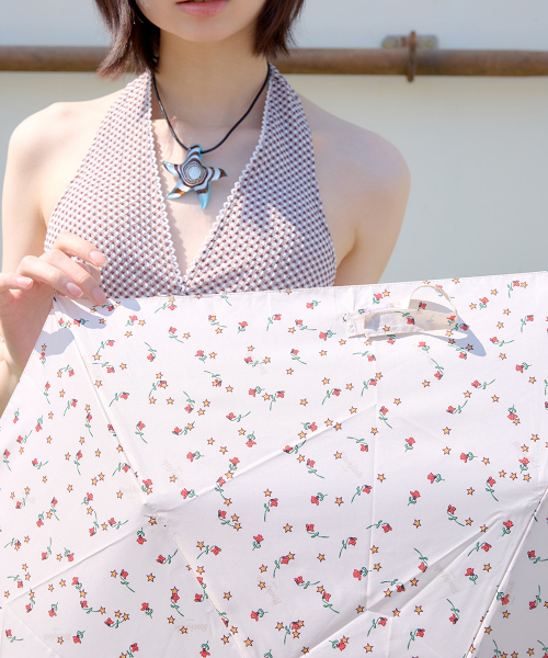 FLORAL FEATHER LIGHT UMBRELLA - CREAM