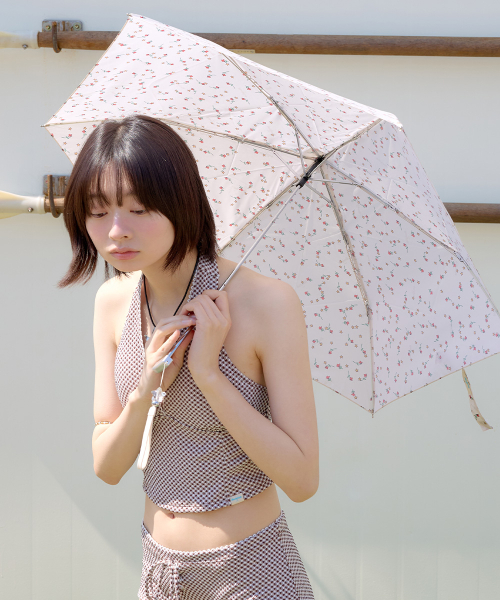 FLORAL FEATHER LIGHT UMBRELLA - CREAM
