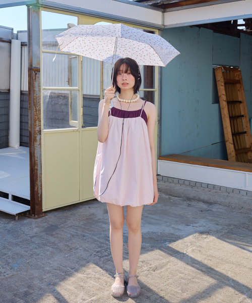 FLORAL FEATHER LIGHT UMBRELLA - CREAM