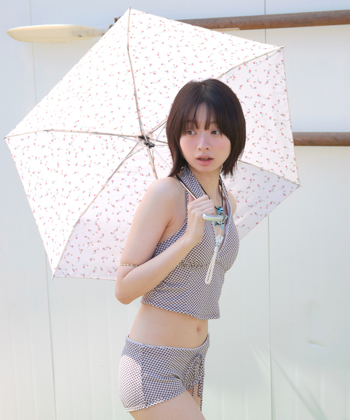 FLORAL FEATHER LIGHT UMBRELLA - CREAM
