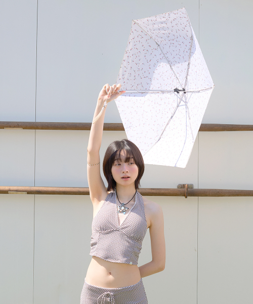 FLORAL FEATHER LIGHT UMBRELLA - CREAM