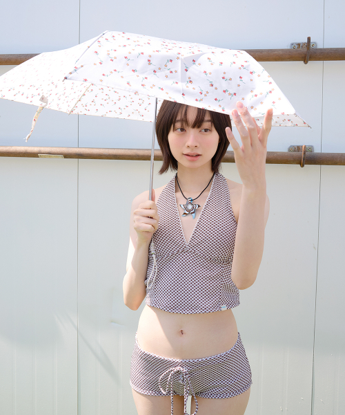 FLORAL FEATHER LIGHT UMBRELLA - CREAM