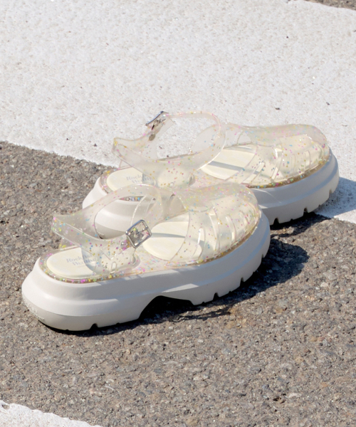 GLAIR PLATFORM FISHERMAN SANDALS - CLEAR STAR