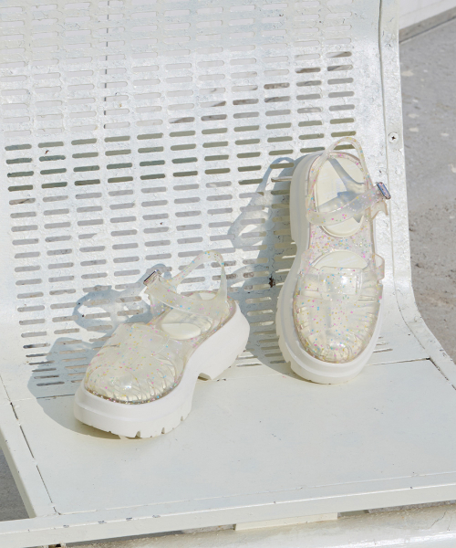 GLAIR PLATFORM FISHERMAN SANDALS - CLEAR STAR