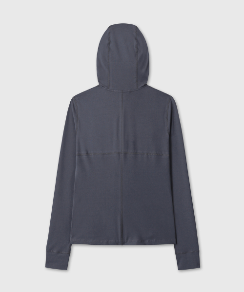RELAXED FIT SOFT HOOD ZIP UP (NAVY)
