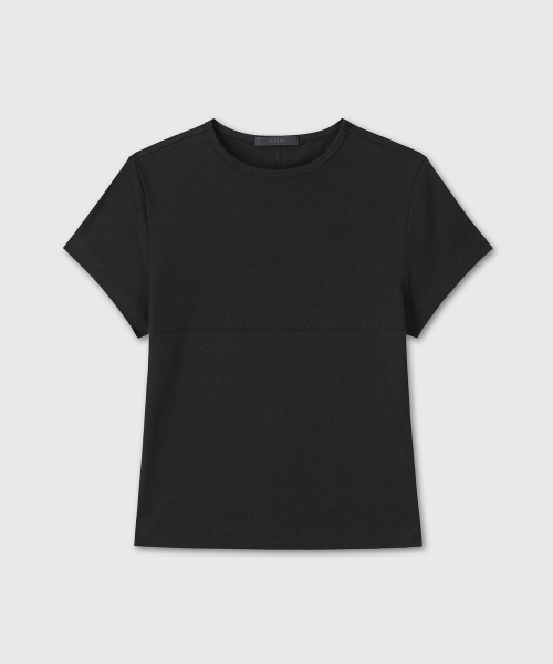 SLIM FIT SEMI CROP T-SHIRTS (BLACK)