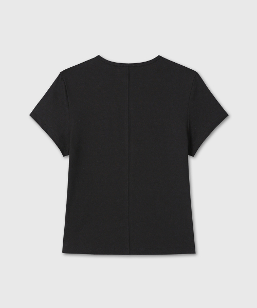 SLIM FIT SEMI CROP T-SHIRTS (BLACK)