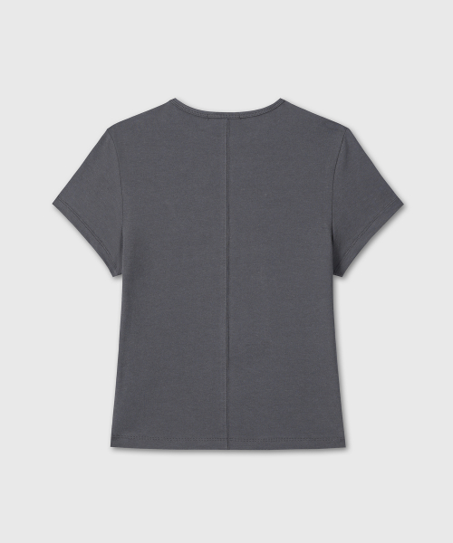 SLIM FIT SEMI CROP T-SHIRTS (CHARCOAL)