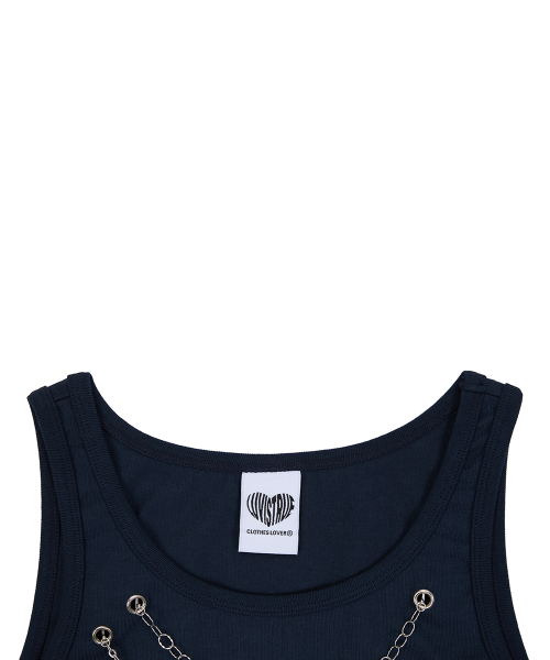 SY NECKLACE SONG SLEEVELESS TEE(NAVY)
