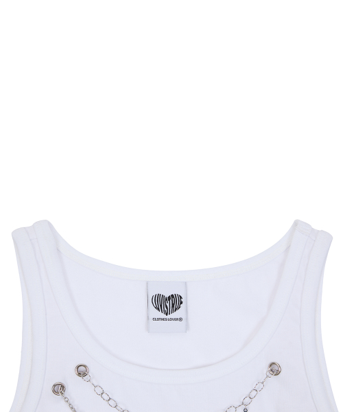 SY NECKLACE SONG SLEEVELESS TEE(WHITE)