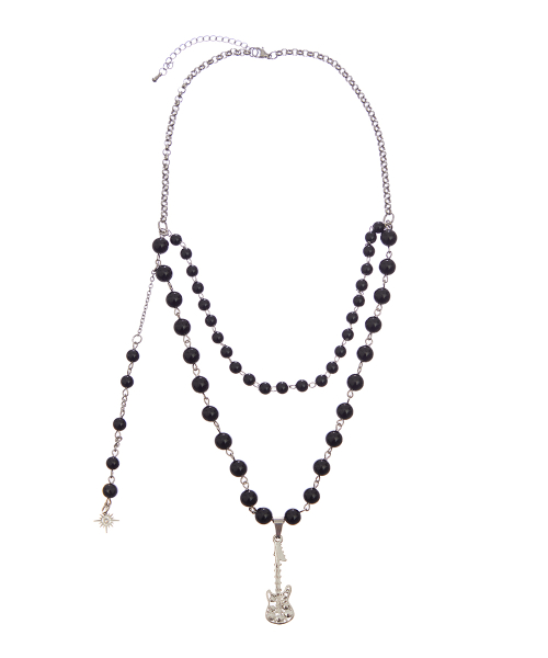 SY GUITAR LAYERED NECKLACE(BLACK)