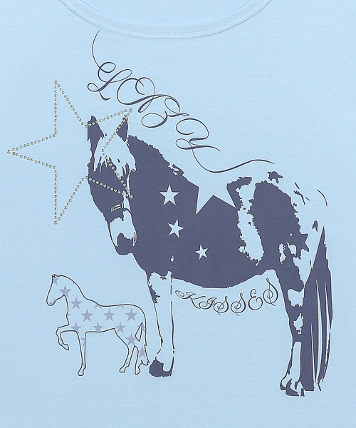 SY ONE-SHOULDER HORSE TEE(BLUE)