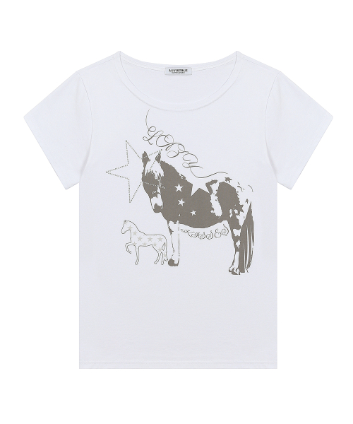 SY ONE-SHOULDER HORSE TEE(WHITE)