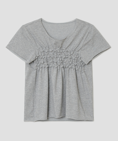 Raw Edge Shirred Top [Gray]