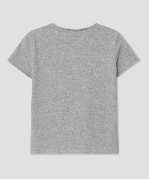 Raw Edge Shirred Top [Gray]