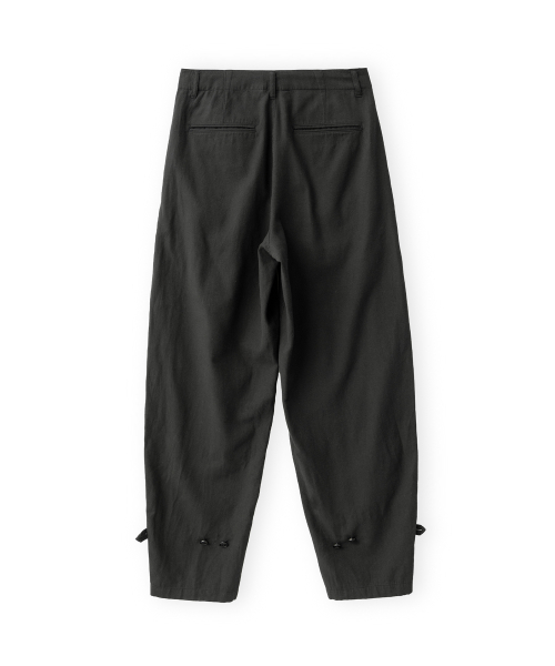 W Button Hem Pants, Black