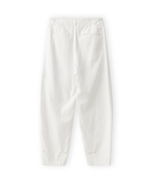 W Button Hem Pants, Ivory
