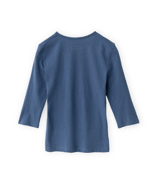 W V Neck 3/4 Sleeve, Blue