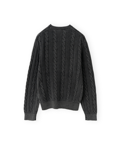 Washed Cable Knit, Black
