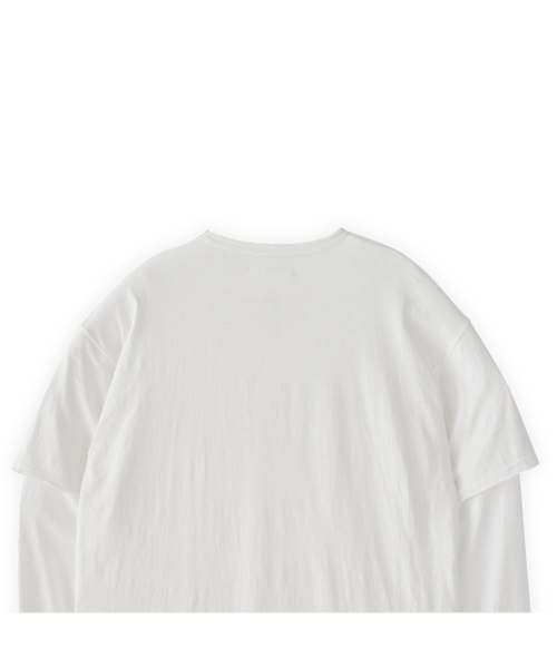 Pocket longsleeve souvenir tee / col white