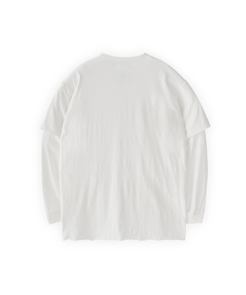 Pocket longsleeve souvenir tee / col white