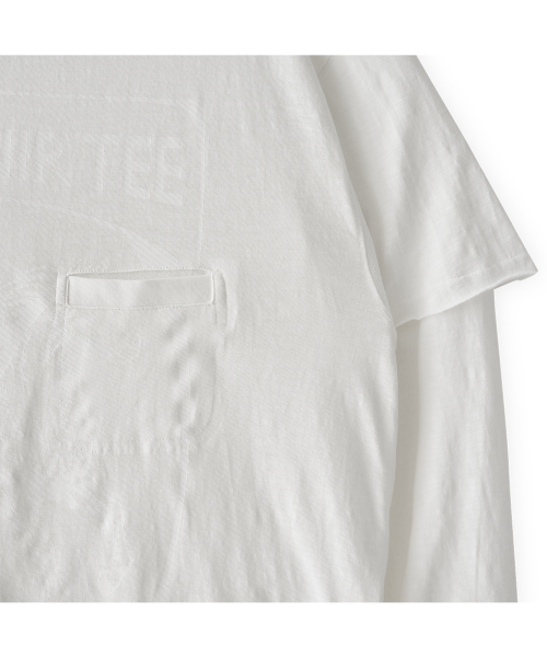 Pocket longsleeve souvenir tee / col white