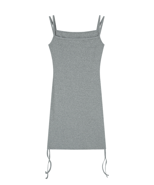 LAYER SHIRRING DRESS / GRAY