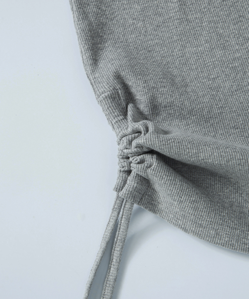 LAYER SHIRRING DRESS / GRAY