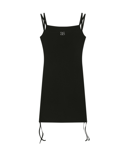 LAYER SHIRRING DRESS / BLACK